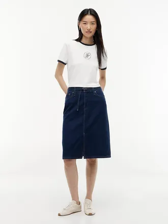 Tommy Hilfiger Womens Belted Denim Skirt - Dark Wash - 00