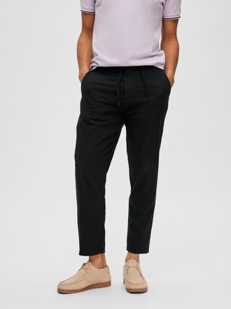 Selected Chinohose SELECTED SLH172-SLIMTAPE BRODY LINEN PANT NOOS, Herren, Gr. XL, N-Gr, schwarz, Web, Obermaterial: 54% Baumwolle, 45% Leinen, 1% Elasthan, me