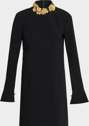 Cinq &agrave; Sept Ebby Brooches Long-Sleeve Mini Dress
