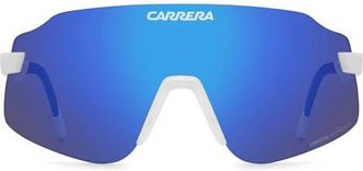 Carrera C Sport 99mm Shield Sunglasses in Matte White/Blue at Nordstrom