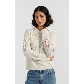 Chinti and Parker Wool-Cashmere Garden Floral Sweater in Cream at Nordstrom, Size X-Small