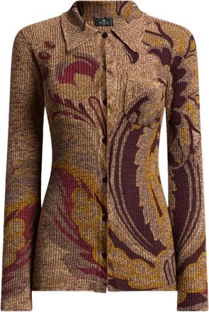 Etro Cardigan A Costine In Lana Con Motivo Narcisi-Donna