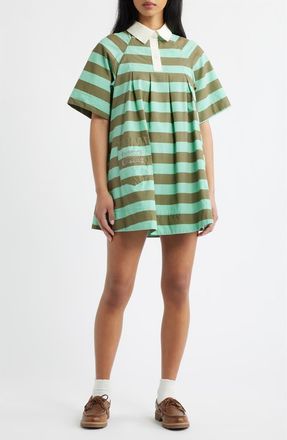 Damson Madder Maggie Stripe Organic Cotton Polo Minidress in Multi at Nordstrom, Size 16 Us