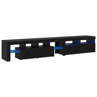 Berkfield Home TV Cabinets 2 pcs with LED Lights Black Oak Engineered Wood