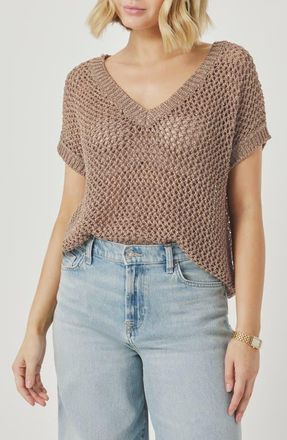 Splendid Nia Sequin Open Stitch Sweater in Wicker Beige at Nordstrom, Size X-Small