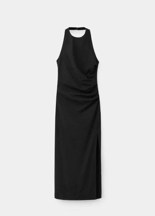 Mango Vestito halter drappeggiato nero - Donna - XS - MANGO