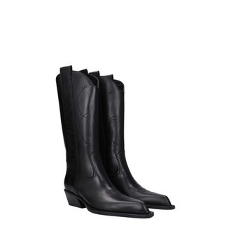 Off-white Womens Black Leather High Heel Boots