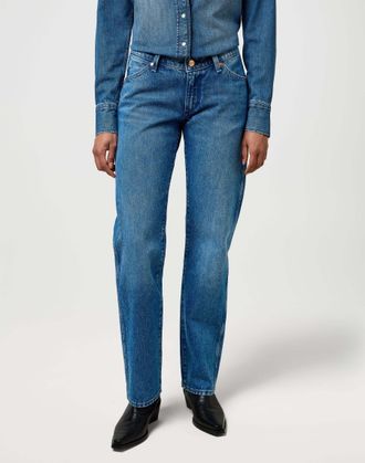 Wrangler Straight-Jeans WRANGLER WRANGLER Jeans Low Rise Cowboy Jean, Damen, Gr. 25, L&auml;nge 32, blau, Obermaterial: 80% Baumwolle CO. 20% Baumwolle CO recyc.., 