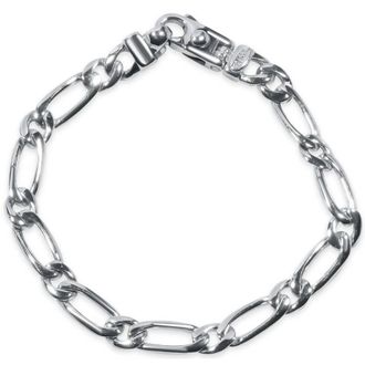 Pompeii3 Mens Single Link Figaro 14k Gold (26gram) or Platinum (36gram) 7.5mm Bracelet 8.5