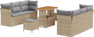 vidaXL Vidaxl - Garden Sofa Set 9 pcs Beige and light grey 90 x 55 x 71 cm