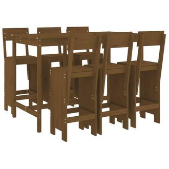 Berkfield Home 7 Piece Garden Bar Set Honey Brown Solid Wood Pine