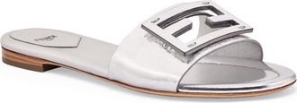 Fendi Baguette Metallic Slide Sandal in F0Ge7 Argento/argento at Nordstrom, Size 10.5Us