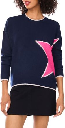 Vince Camuto Star Detail Crewneck Sweater in Classic Navy at Nordstrom, Size Xx-Large