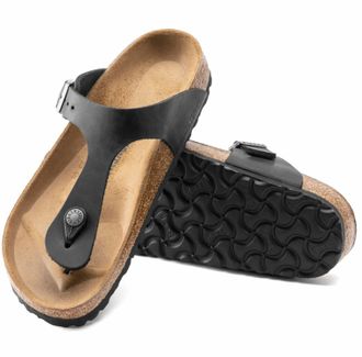Birkenstock Womens Gizeh Oiled Leather Sandals In Black