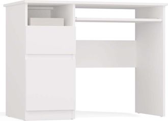 OEM Escritorio Con Caj&oacute;n, Armario Y Bandeja Para Teclado - Blanco Mate, Para Zurdos - Perfecto Para La Oficina Y El Hogar