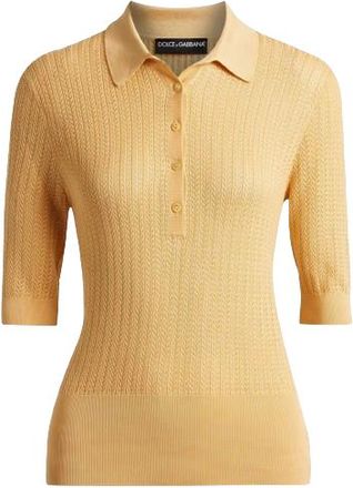 Dolce & Gabbana Yellow Crocheted silk top Size XS