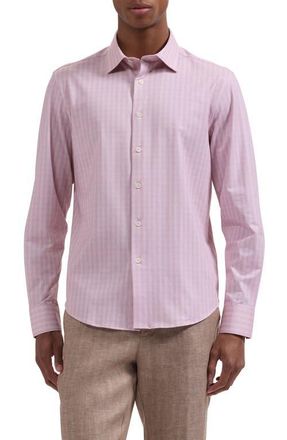 Bugatchi James OoohCotton Plaid Button-Up Shirt in Dusty Pink at Nordstrom, Size Xx-Large