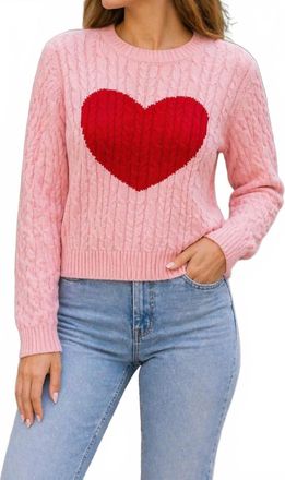 Design History Heart Cable Sweater In Pink