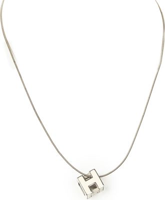 Herm&egrave;s Pre-owned Womens H Cube Pendant Necklace - Ivory - One Size