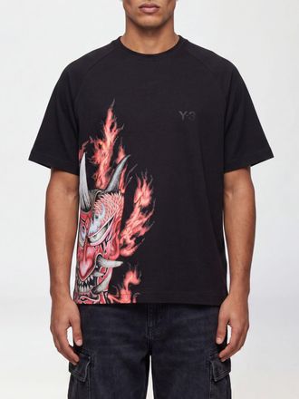Yohji Yamamoto T-shirt girocollo in cotone con stampa grafica e spalle scese