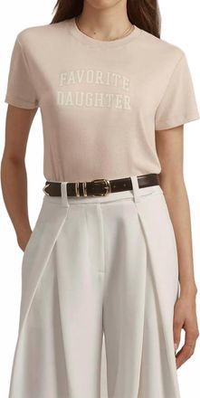 Favorite Daughter Cropped Collegiate Tee In Rosewater/snow White