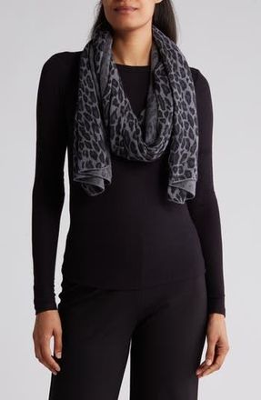 Portolano Leopard Print Wool Blend Scarf in Grey at Nordstrom Rack
