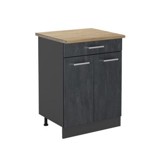 Vicco Mueble Bajo De Cocina R-line, Hormig&oacute;n Negro, 80 Cm Et Roble