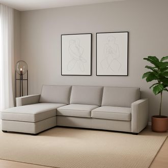 Dmora Sof&aacute; Fijo Grazia, Sof&aacute; De Esquina, 100% Made In Italy, Sof&aacute; Sal&oacute;n Con, Pen&iacute;nsula De Contenedores Izquierda, Con Reposabrazos Est&aacute;ndar, Cm 280x95h90, G