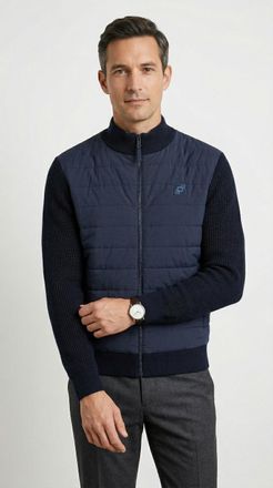 Olymp Hybridjacke OLYMP, Herren, Gr. XXL, blau (marine), Strick, Obermaterial: 70% Baumwolle, 30% Wolle, regular fit, Rippb&uuml;ndchen, Jacken Hybridjacke, mit 