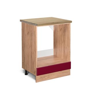 Vicco Armario Para Horno Empotrado R-line, Rojo Burdeos Alto Brillo, 60 Cm, Et Roble Vicco