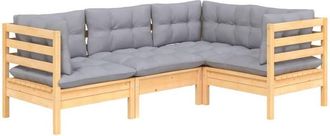 vidaXL 4 Pcs Garden Lounge Set Con Cojines De Pino Gris - 299021