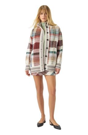 Missoni Oversized Buttoned Cardigan With Check Pattern in White & Burgundy at Nordstrom, Size Medium
