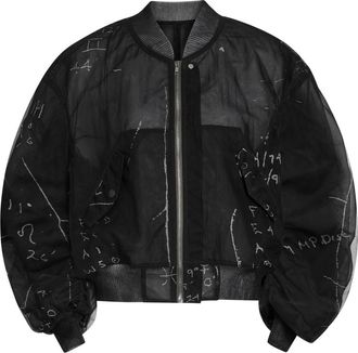 Rick Owens Secchia Flight Printed Tulle Bomber Jacket - Black - 40 (UK8 / S)