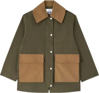 Ganni Lichtgewicht Jas - Dames - Zomerjassen - Groen - S/M - Nylon - Jassen