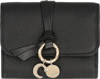Chlo&eacute; Alfabet Leren Drievoudige Portemonnee - Dames - Portefeuilles - Zwart - ONE Size - Leer - Accessoires