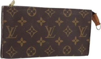 Louis Vuitton Pre-owned Monogram Canvas Accessory Pouch - Dames - Vintage Clutch - Bruin - ONE Size - Leer - Vintage