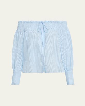 Kobi Halperin Robin Striped Off-Shoulder Boxy Blouse