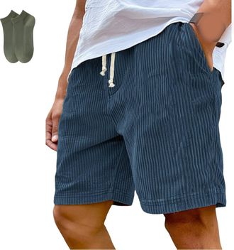 Generic Mokaloha Mens Shorts, Pacificozy Mens Corduroy Shorts, Casual Drawstring Elastic Short with Pockets (5XL,Blue)