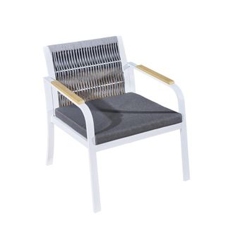 Petits Meubles Sill&oacute;n de jard&iacute;n polyrotin, acero, poli&eacute;ster blanco gris