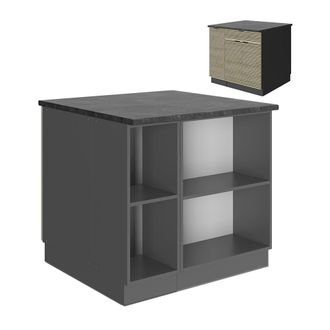 Vicco Isla De Cocina Fame-line, Panel De Roble, 90 Cm Con Caj&oacute;n, Sin Encimera, Vicco