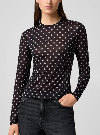 Ganni Womens Polka-dot micromesh top