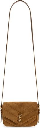 Saint Laurent Toy Loulou Matelass&eacute; Suede Crossbody Bag in Caramel Cognac at Nordstrom