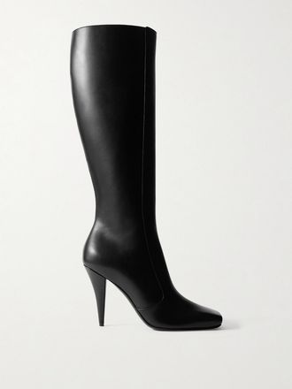 Bottes Pour Femme Style Cowboy - Bout Pointu, Tige Genou, Talon Plateforme - En Cuir Souple, Chaudes Et Confortables - Pour Automne/hiver