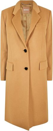 HUGO BOSS Womens Catara Formal Coat in Medium Beige - Size 16 UK