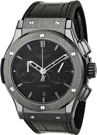Hublot Classic Fusion Matte Black Automatic Chronograph Black Alligator Mens Watch 521.CM.1110.LR
