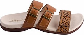 Revitalign Womens Revitalign Sandal Saddle Cheetah Leather Slip On Slide GAL1995