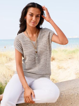 Casual Looks Pullunder CASUAL LOOKS Pullunder, Damen, Gr. 36, sand, meliert, 100% Baumwolle, meliert, Pullover Pullunder