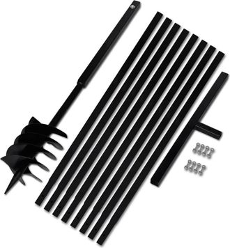 vidaXL Taladro De Tierra Con Mango 180 Mm Con Tubo De Extensi&oacute;n 9 M Acero Vidaxl