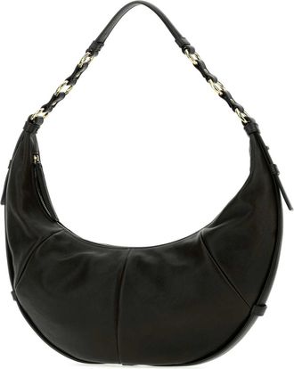 Saint Laurent Womens Saharienne Shoulder Bag Black Lamb