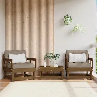 vidaXL Sillones De Jard&iacute;n 2 Unidades Madera Maciza Pino Marr&oacute;n Miel Vidaxl
